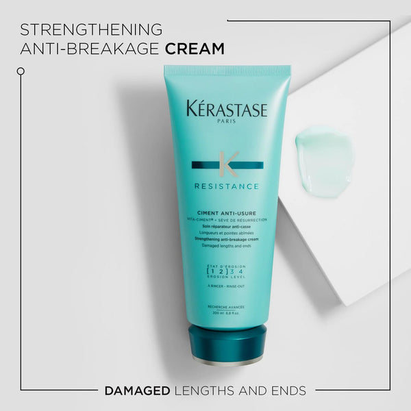 Kérastase Resistance Strengthening Anti-Breakage Cream tube on a light gray background