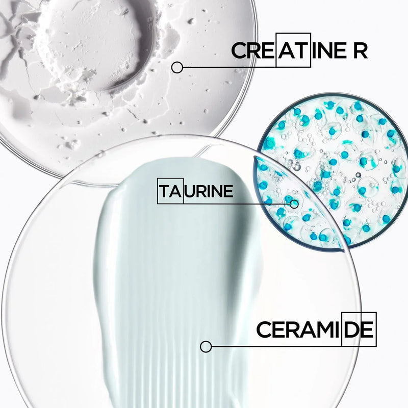 Ingredients close up Serum Extentioniste creatine r, taurine and ceramide