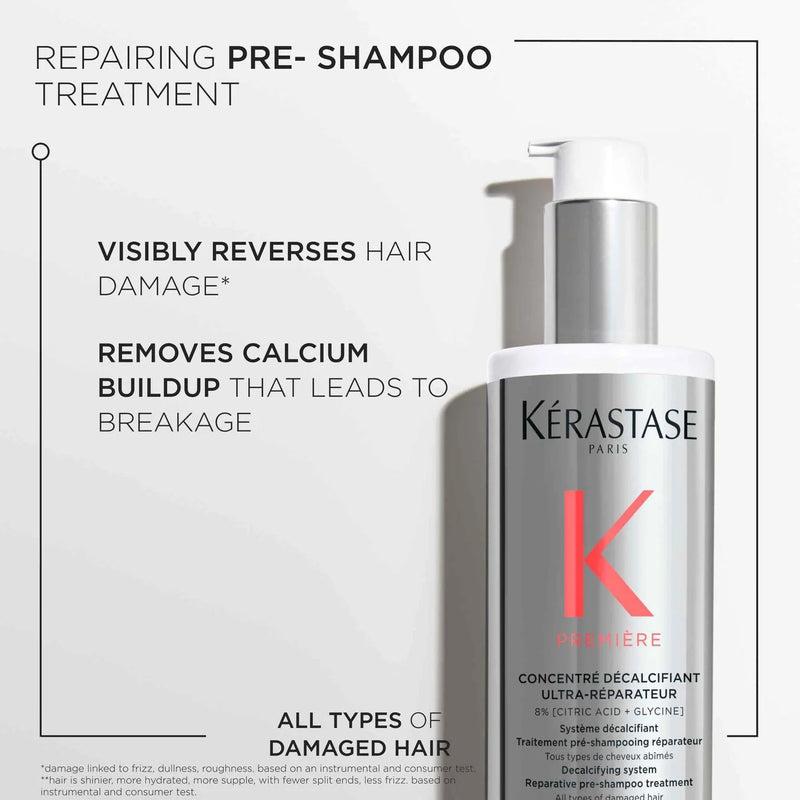 Kérastase hair care product with text highlighting features on a white background