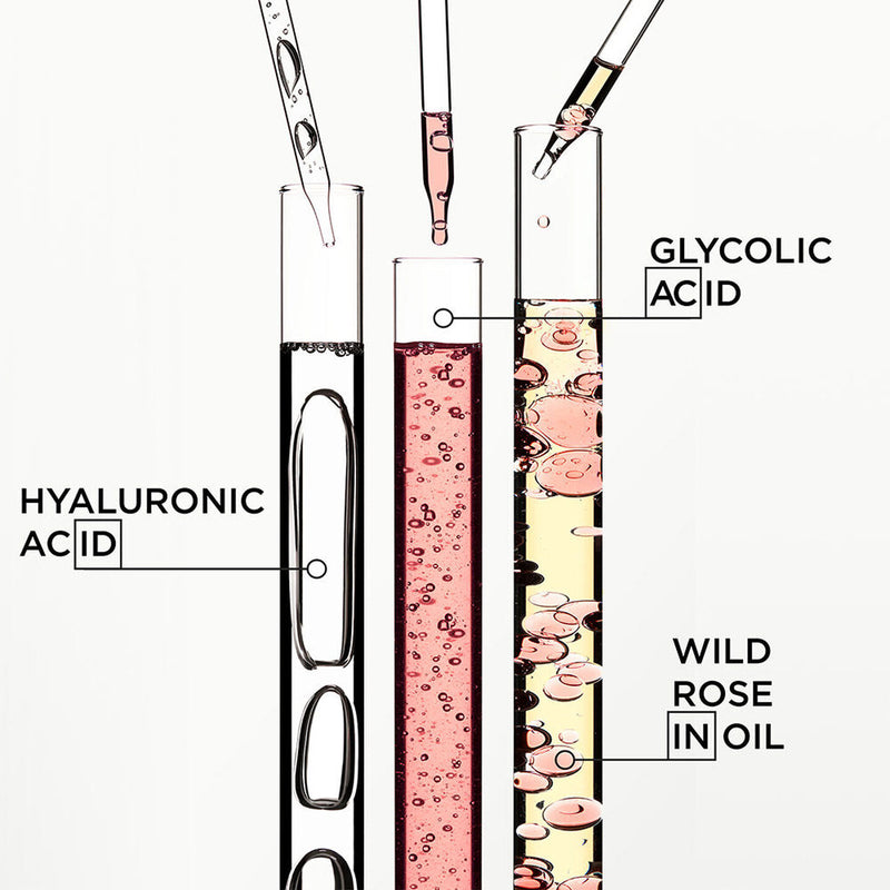 Diagram of different acids and oils in test tubes with labels.