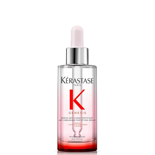 Kérastase Genesis hair serum bottle with dropper on a white background