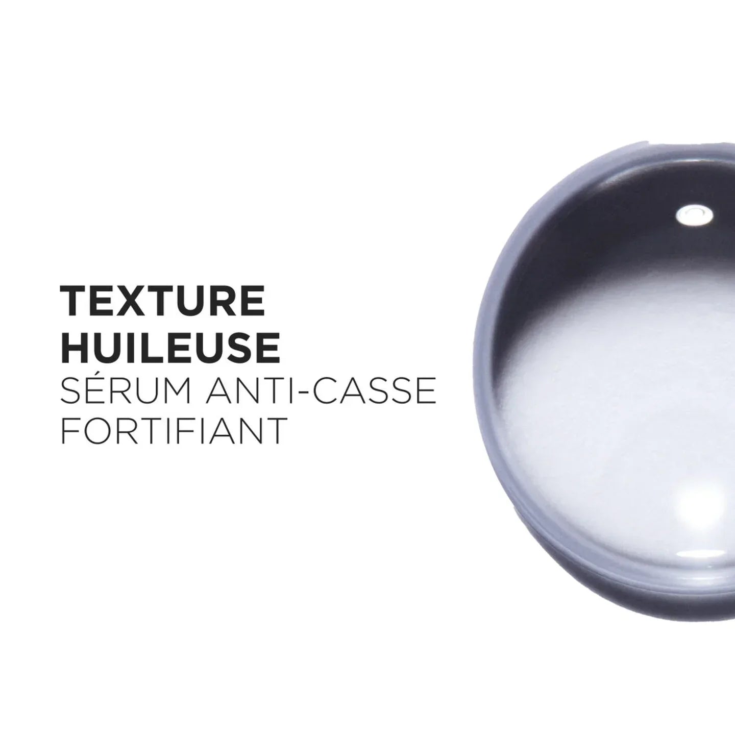 Close-up of a cosmetic product with text on a white background