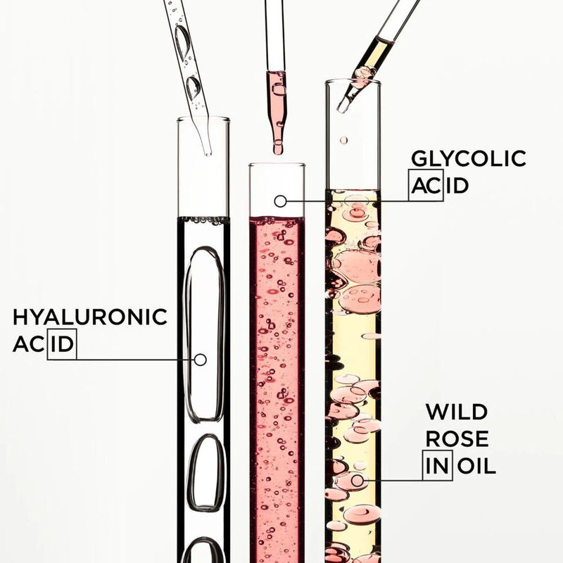 Diagram of different acids and oils in test tubes with labels.