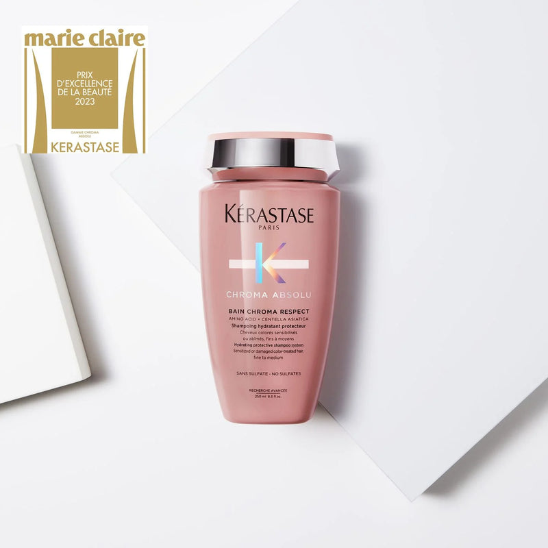 Kerastase shampoo bottle with a white background and award logo.