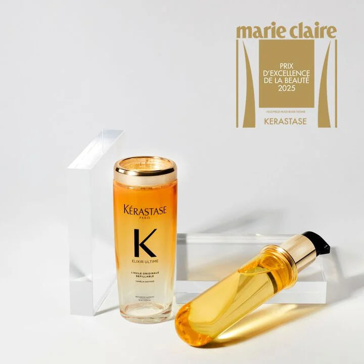 Kerastase hair care products with a Marie Claire award on a white background