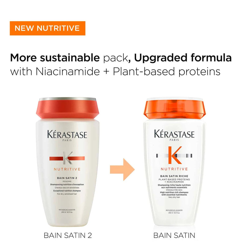 Kérastase Nutritive shampoo bottles with new packaging on a white background