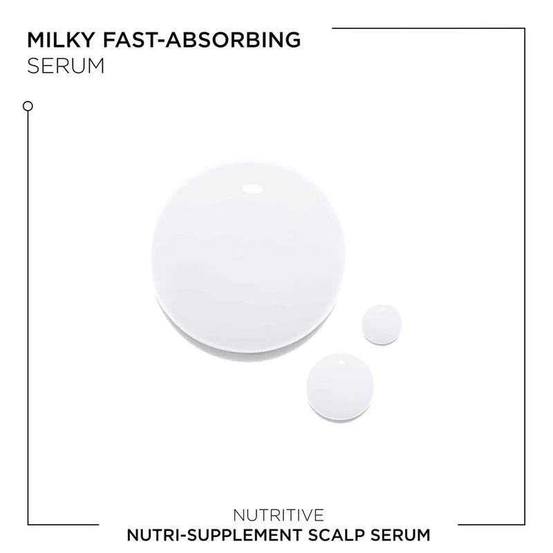 Nutritive nutri-supplement scalp serum with text on a white background