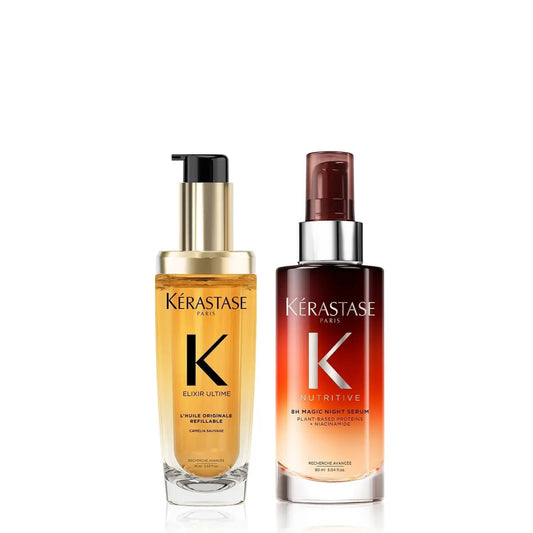 Two Kérastase hair care products on a white background