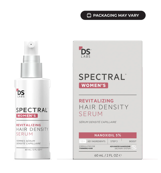 DS Labs Spectral Women's Revitalizing Hair Density Serum bottle and packaging on a white background