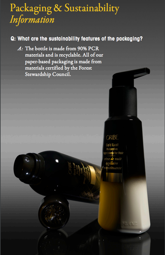 Package Sutainability for Oribe Gold Lust Restorative Night Creme for Hair