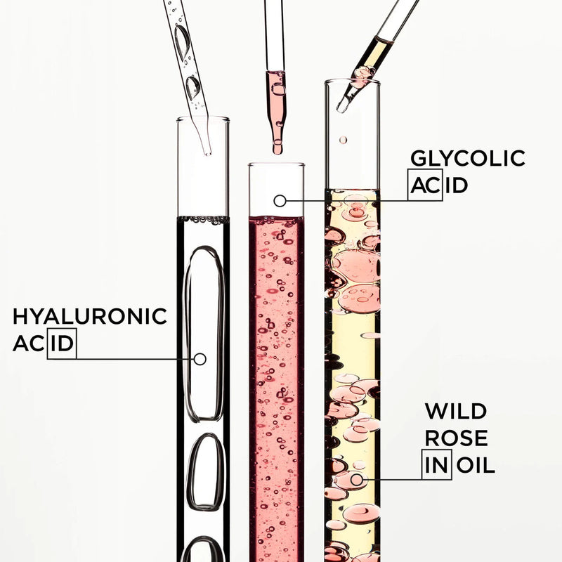 Diagram of different acids and oils in test tubes with labels.