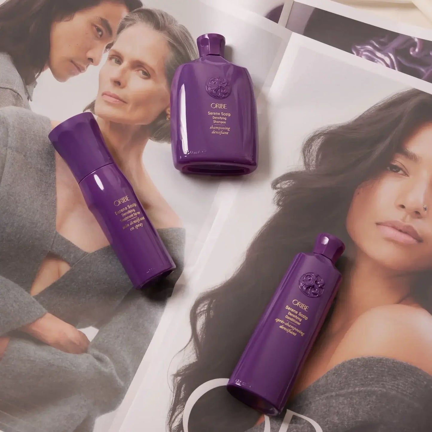 Serene scalp collection on top of a magazine with women on cover