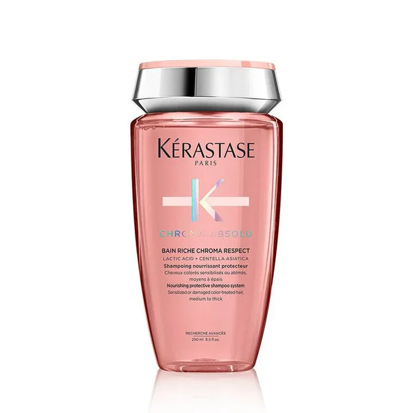 Kérastase  Bain Riche Chroma Respect shampoo bottle on a white background