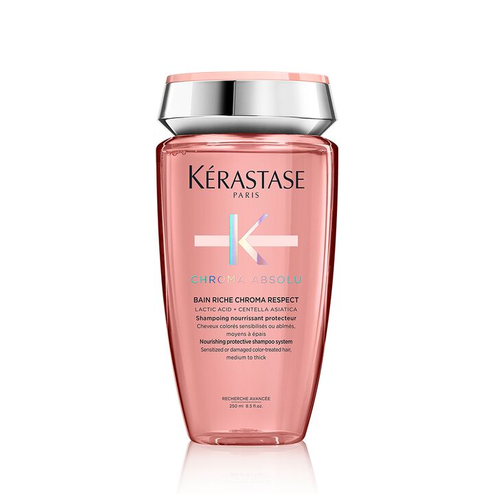 Kérastase  Bain Riche Chroma Respect shampoo bottle on a white background