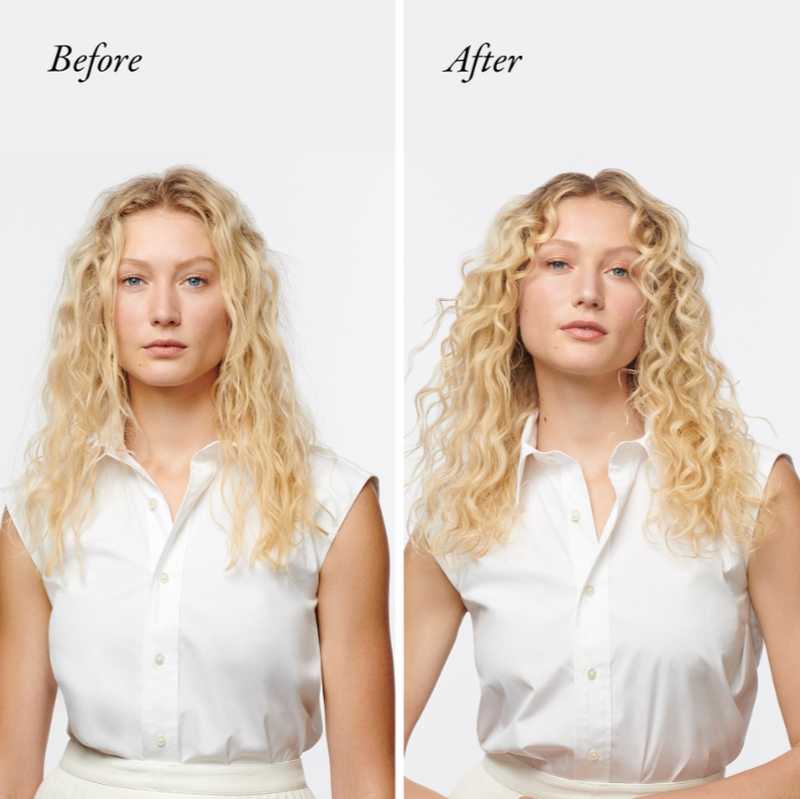 ORIBE Hair Alchemy Heatless Styling Balm Before After Blonde Curly