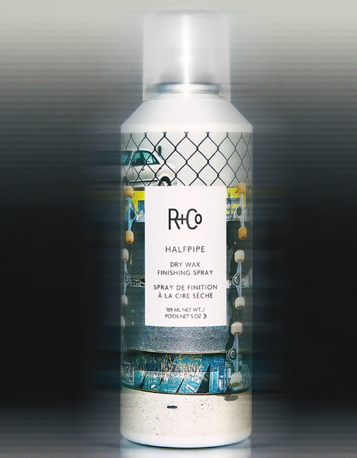 R&CO HALFPIPE Dry Wax Finishing Spray dark background