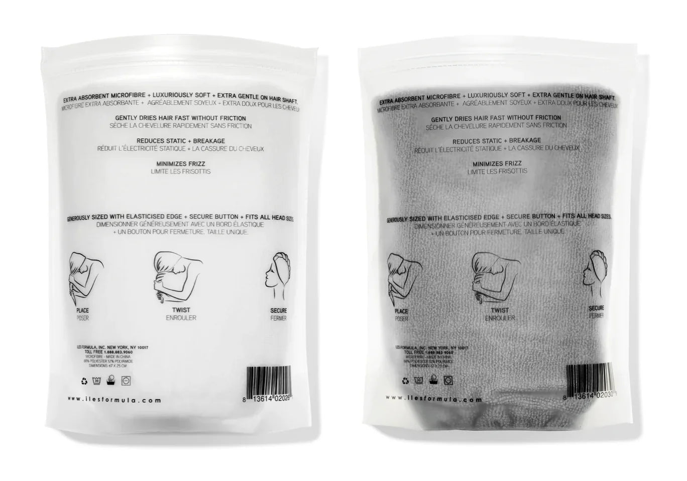 Iles Formula Hair Turban Towel Signature White Grey Back