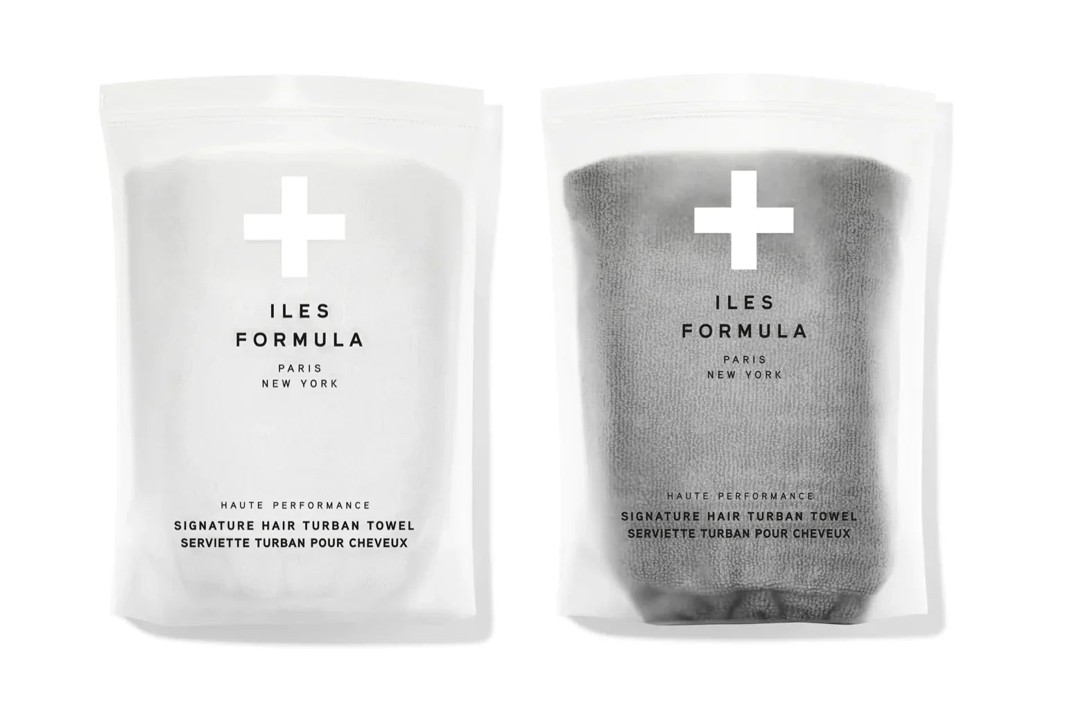 Iles Formula Hair Turban Towel Signature White Grey